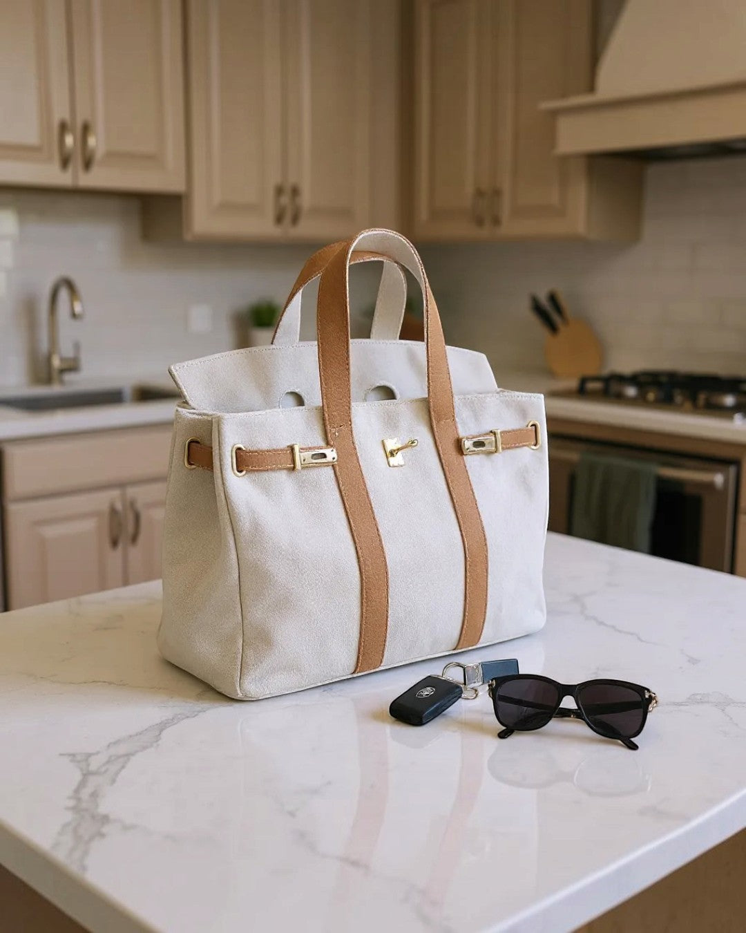 The Luxe Signature Tote- Short Handle Black