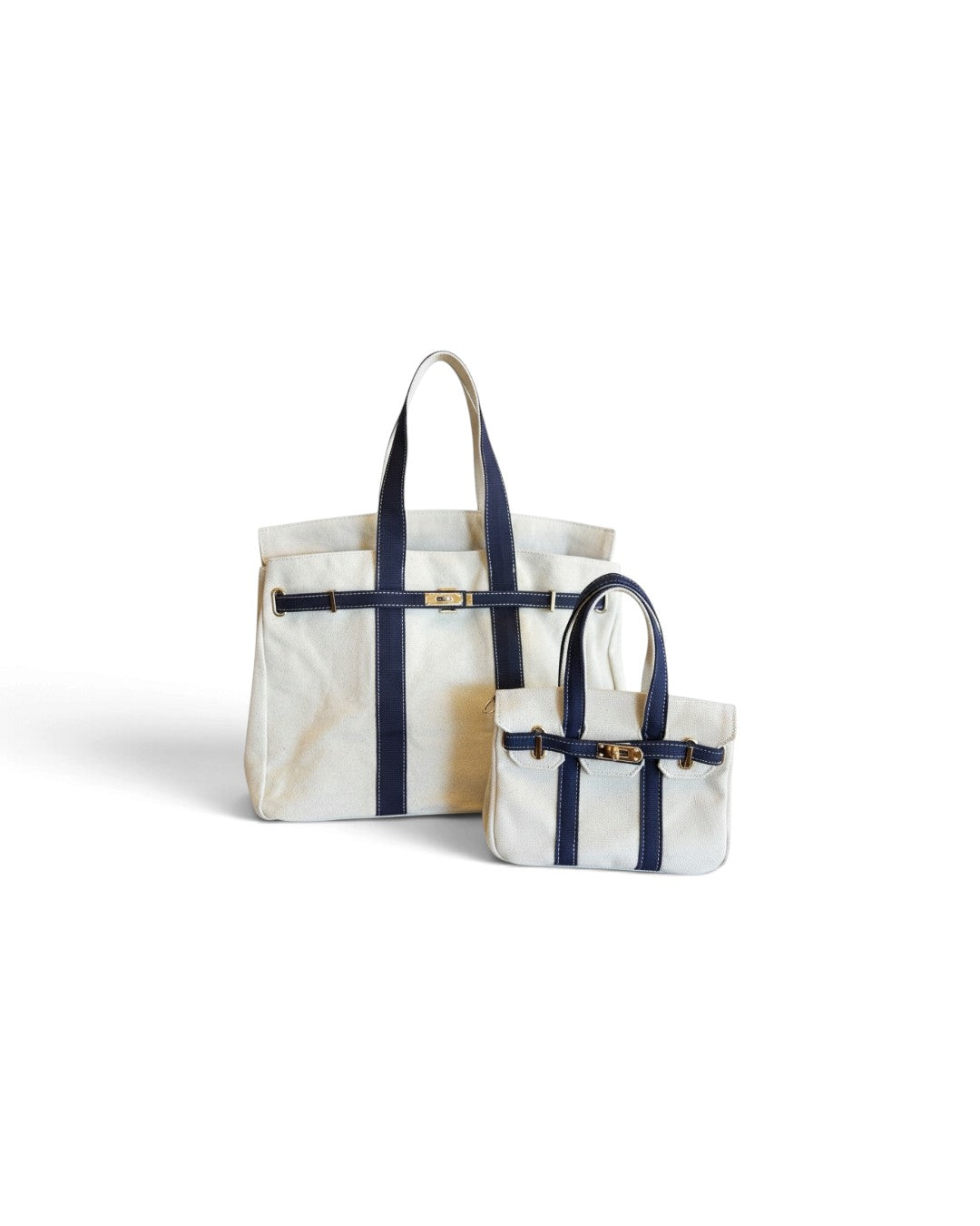 The Luxe Signature Tote- Short Handle Navy