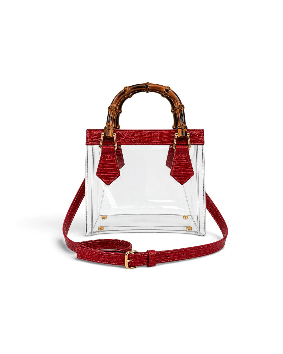 Jules Bamboo Handle Clear Handbag Brown