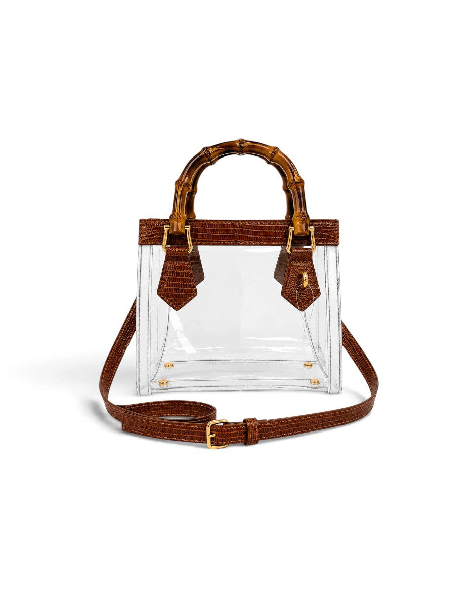 Jules Bamboo Handle Clear Handbag Black