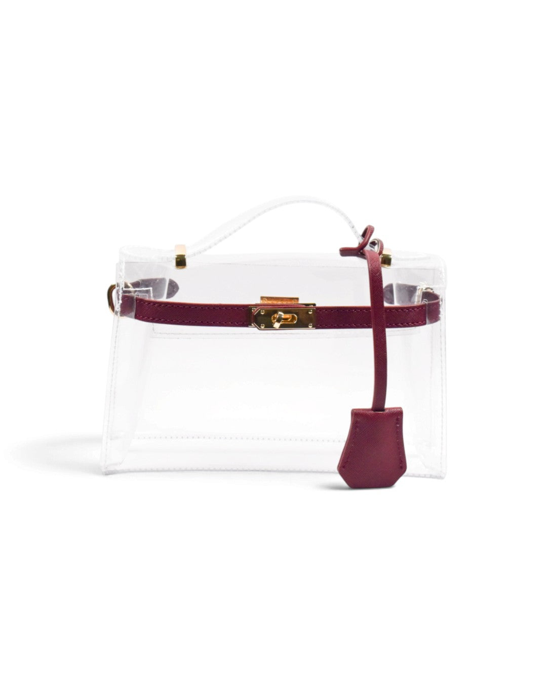 The Mini Andrea Clear Top Handle Bag Maroon