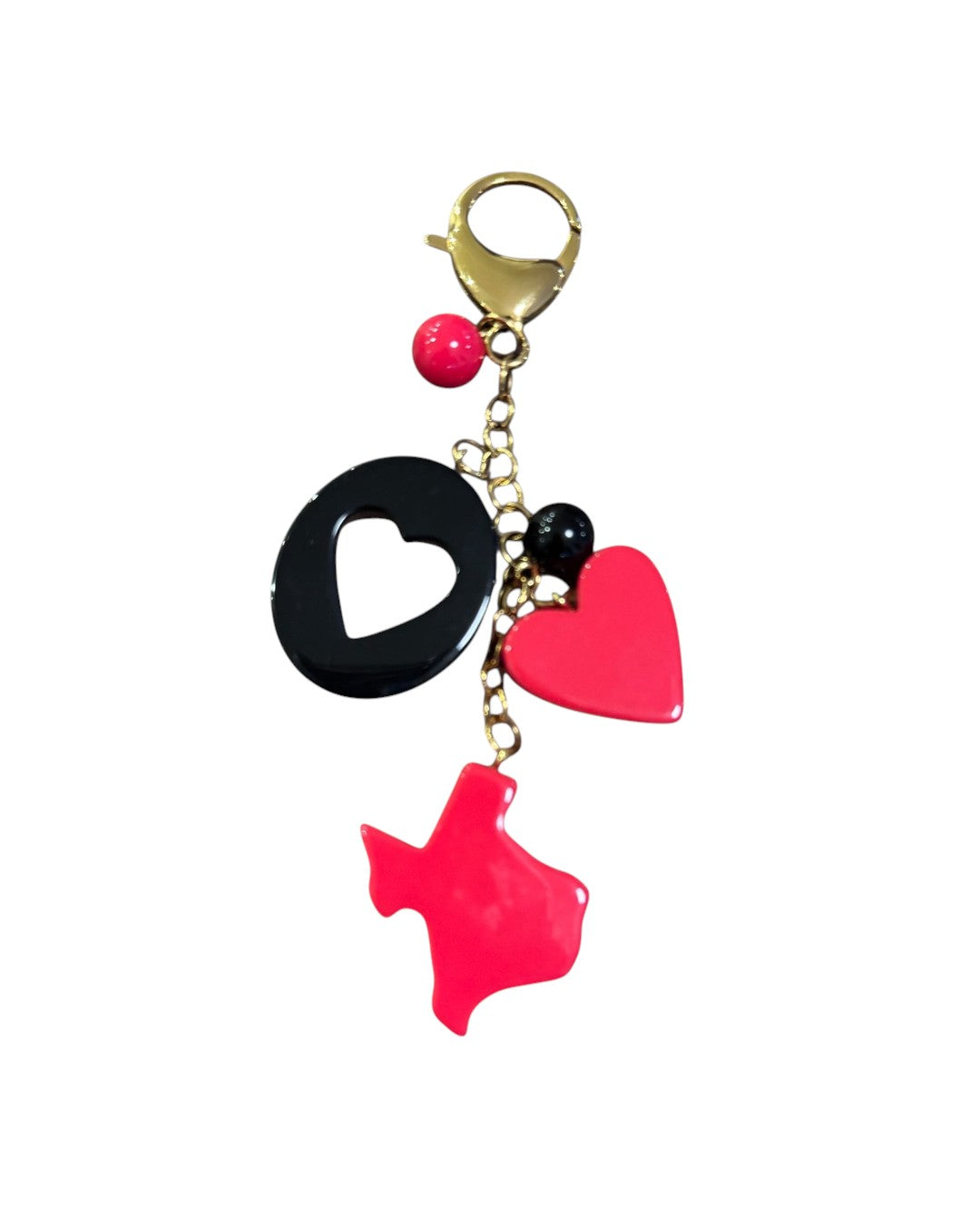 Luxe League Bag Charm Texas Edition- Red and Black Red and Black