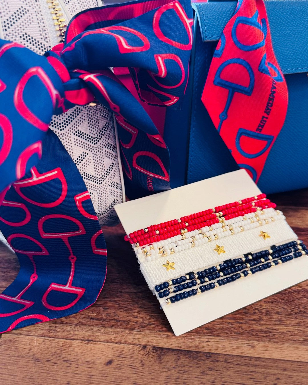 The Gameday Signature  Scarf- Navy, Red And White Navy, Red And White