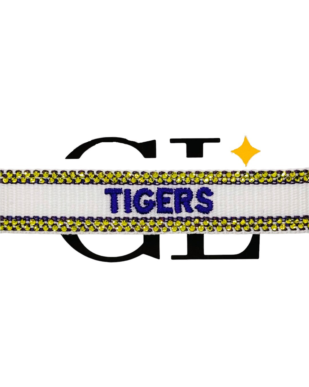 Tigers Bling Team Tassel Bracelet White Yellow and Purple