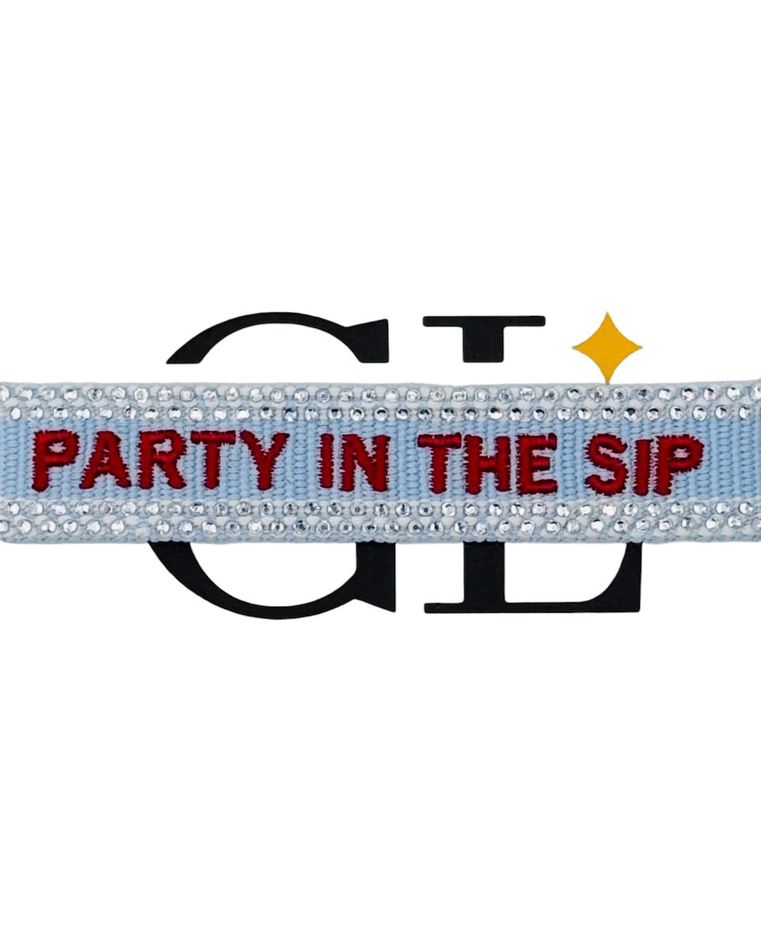 Party In The Sip Team Tassel Bracelet Light Blue and Red