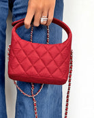 Christy Quilted Mini Nylon Handbag Red