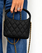 Christy Quilted Mini Nylon Handbag Black