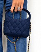 Christy Quilted Mini Nylon Handbag Navy