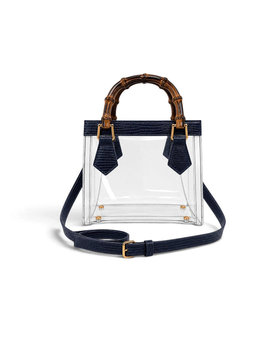 Jules Bamboo Handle Clear Handbag Navy