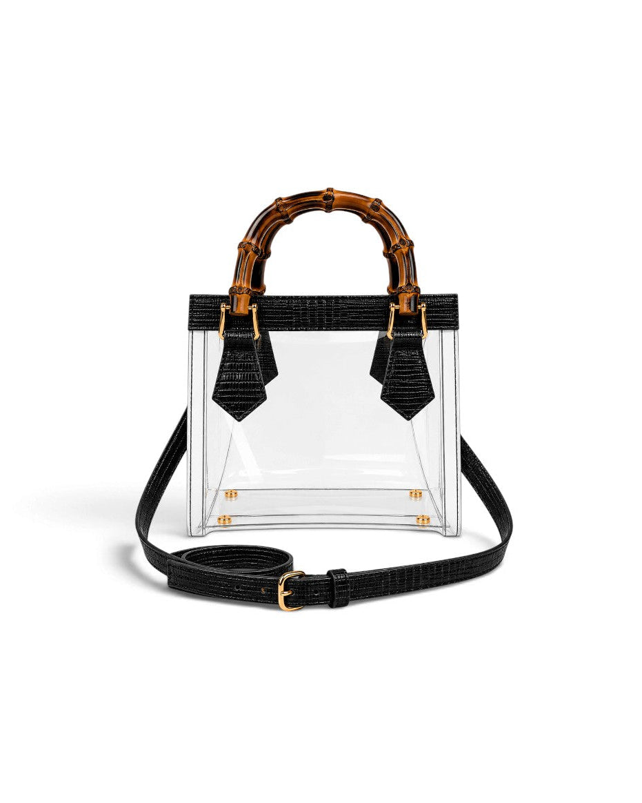 Jules Bamboo Handle Clear Handbag Red